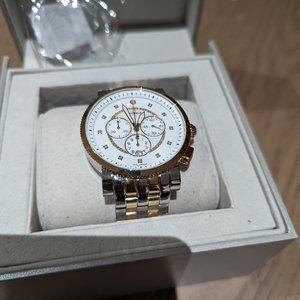 NEW Michele Sport Sail Diamond Dial Two Tone Gold Ladies 38mm Watch